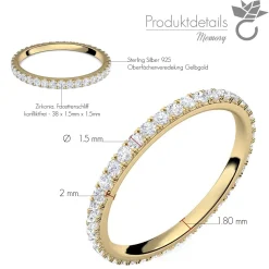 Schmuckladen AMOONIC Verlobungsring "Memory" funkelnder Memoryring mit 38 Zirkonia^ Verlobungsringe|Verlobung