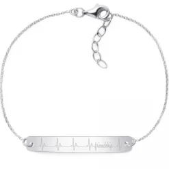 Schmuckladen Armband Herzschlag "Friendship" - 925 Sterlingsilber^ Armbänder Mit Gravur|Armbänder Mit Gravur