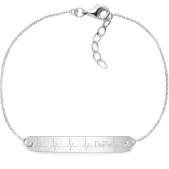 Schmuckladen Armband Herzschlag "Mit Deinem Text" - 925 Sterlingsilber^ Valentinstag|Armbänder Mit Gravur