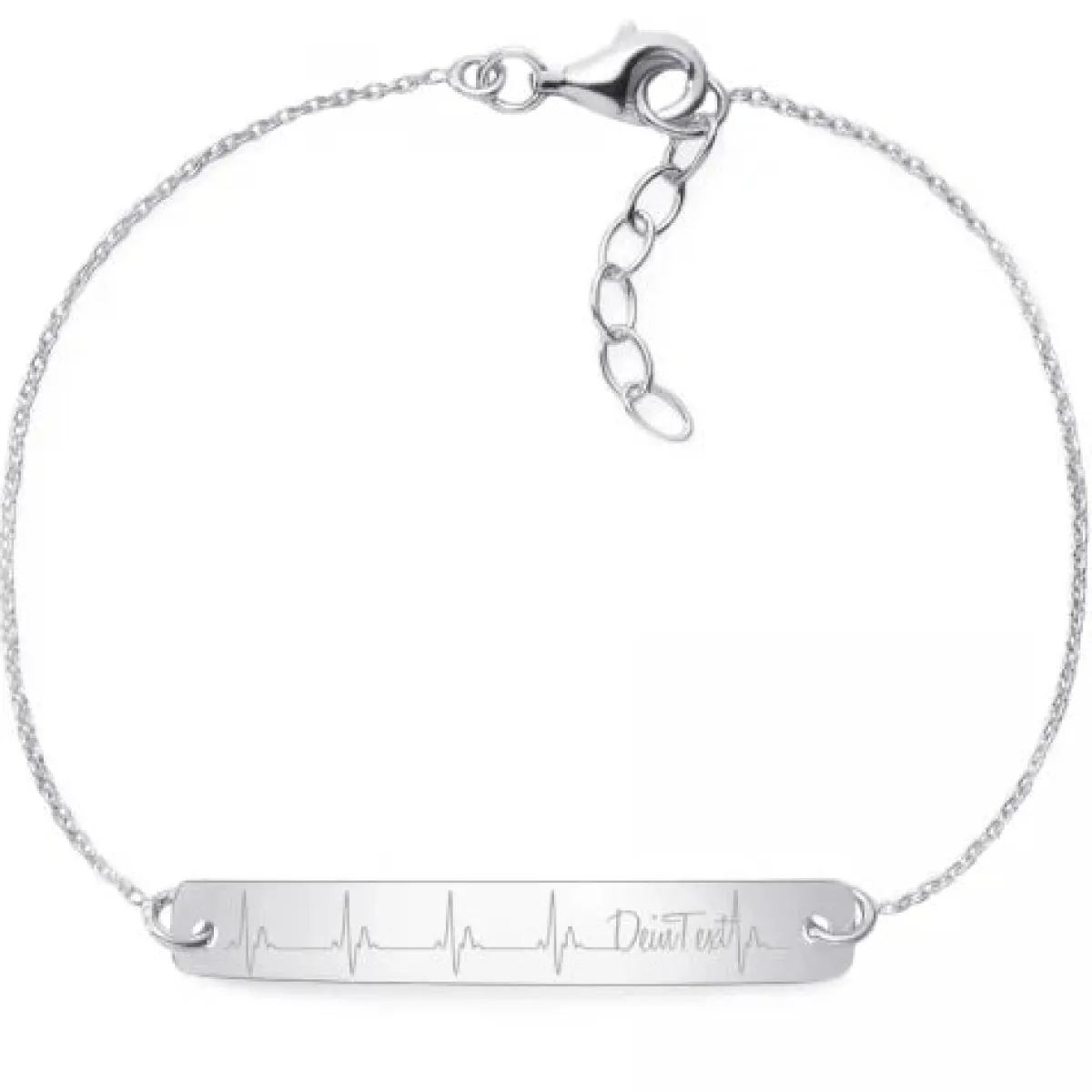Schmuckladen Armband Herzschlag "Mit Deinem Text" - 925 Sterlingsilber^ Valentinstag|Armbänder Mit Gravur
