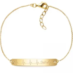 Schmuckladen Armband Herzschlag "Mit Deinem Text" - 925 Sterlingsilber^ Valentinstag|Armbänder Mit Gravur