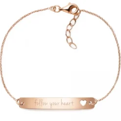 Schmuckladen Armband mit Gravur "follow your heart" - 925 Sterlingsilber | Rückseit^ Herzarmbänder|Armbänder Mit Gravur