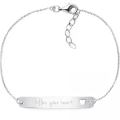 Schmuckladen Armband mit Gravur "follow your heart" - 925 Sterlingsilber | Rückseit^ Herzarmbänder|Armbänder Mit Gravur