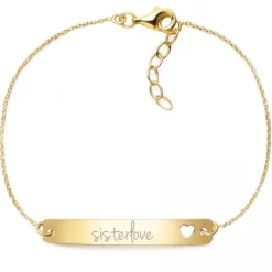 Schmuckladen Armband mit Gravur "sisterlove" - 925 Sterlingsilber | Rückseite indiv^ Schmuck|Armbänder Mit Gravur