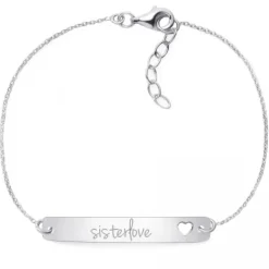 Schmuckladen Armband mit Gravur "sisterlove" - 925 Sterlingsilber | Rückseite indiv^ Schmuck|Armbänder Mit Gravur
