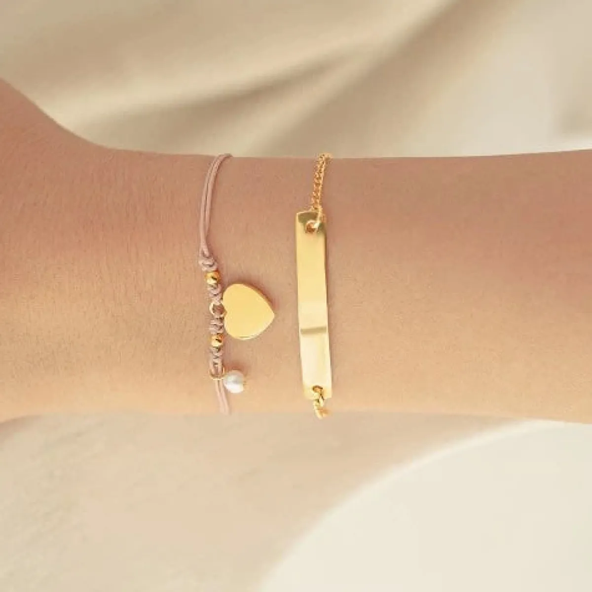 Schmuckladen Armband mit Gravurplatte - individuell gravierbar^ Muttertag|Valentinstag