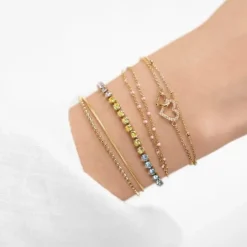 Schmuckladen Armband mit Puschel Misty Rose^ Edelstahl Armbänder|Schmuck