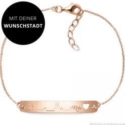 Schmuckladen Armband mit Silhouette "Wunschstadt" | 925 Sterlingsilber^ Armbänder Mit Gravur|Armbänder Mit Gravur
