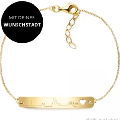 Schmuckladen Armband mit Silhouette "Wunschstadt" | 925 Sterlingsilber^ Armbänder Mit Gravur|Armbänder Mit Gravur