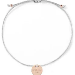 Schmuckladen Armband "celebrate life" mit Rückseitengravur - 925 Sterlingsilber^ Stoffarmbänder|Armbänder Mit Gravur