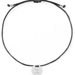 Schmuckladen Armband "first coffee"^ Stoffarmbänder|Armbänder Mit Gravur