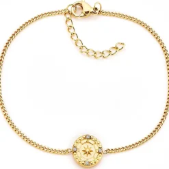 Schmuckladen Armband Sternenkompass mit Zirkonia - individuell gravierbar^ Edelstahl Armbänder|Schmuck