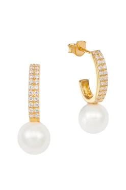 Schmuckladen Creole mit Zirkonia und Perle^ Weihnachten|Schmuck