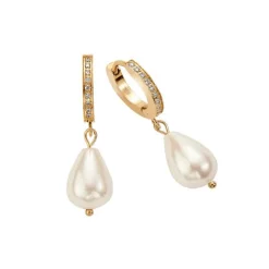 Schmuckladen Creolen mit Perle und Zirkonia Grafecul Pearl^ Weihnachten|Schmuck