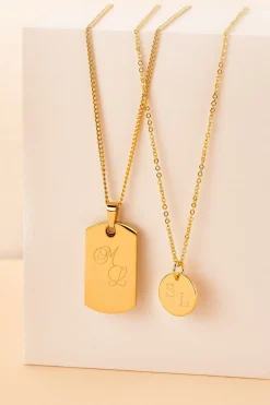 Schmuckladen Dog-Tag Halskette Square gravierbar | Edelstahl^ Weihnachten|Schmuck