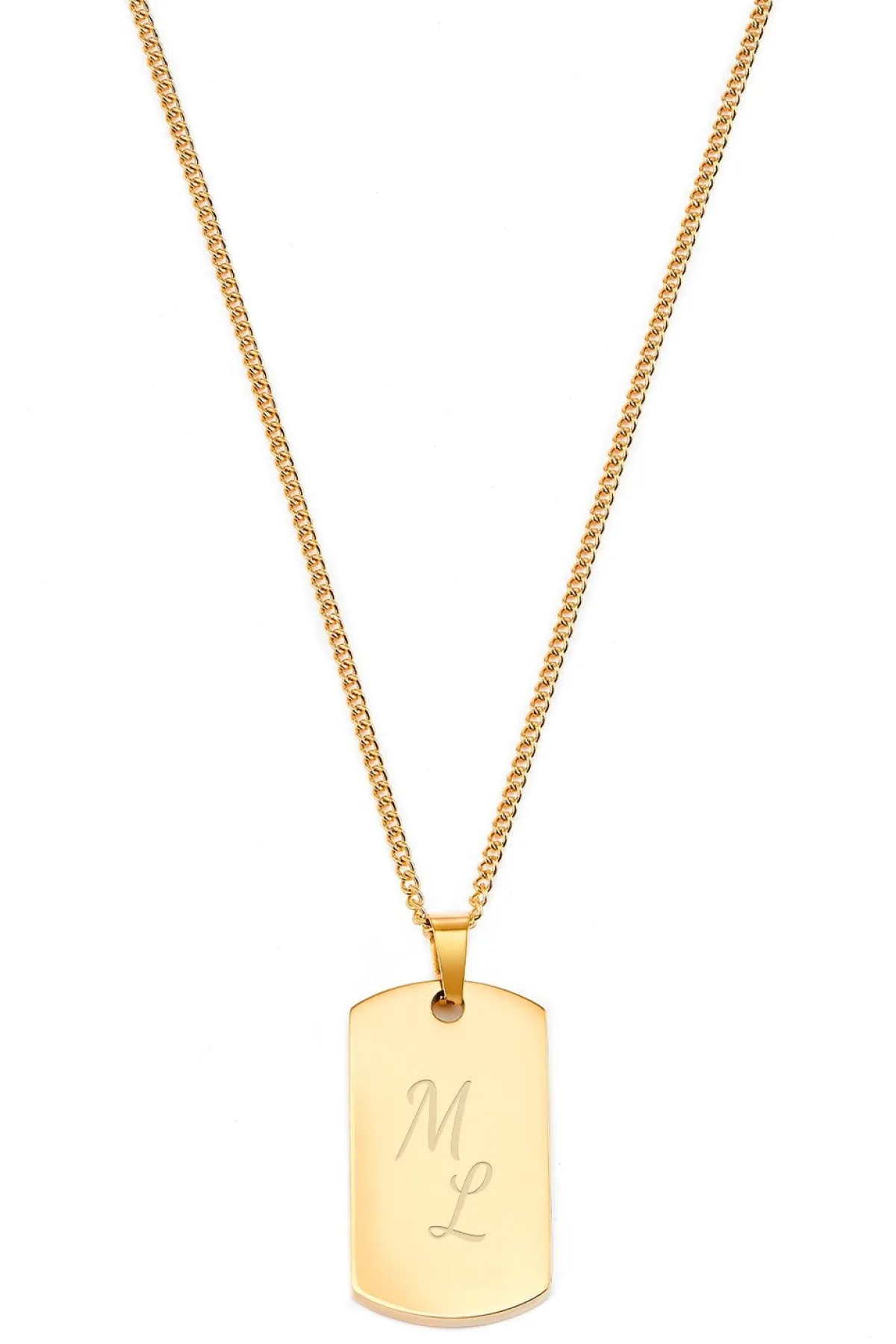 Schmuckladen Dog-Tag Halskette Square mit Initialen^ Edelstahl Halsketten|Ketten Mit Gravur