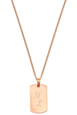 Schmuckladen Dog-Tag Halskette Square mit Initialen^ Edelstahl Halsketten|Ketten Mit Gravur
