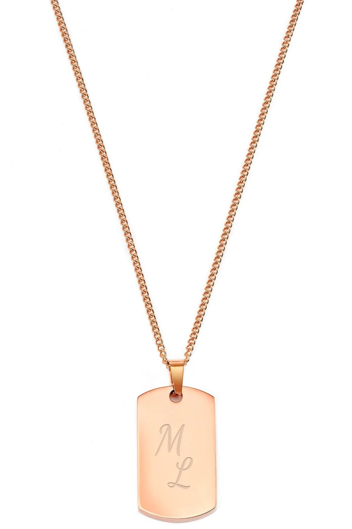 Schmuckladen Dog-Tag Halskette Square mit Initialen^ Edelstahl Halsketten|Ketten Mit Gravur