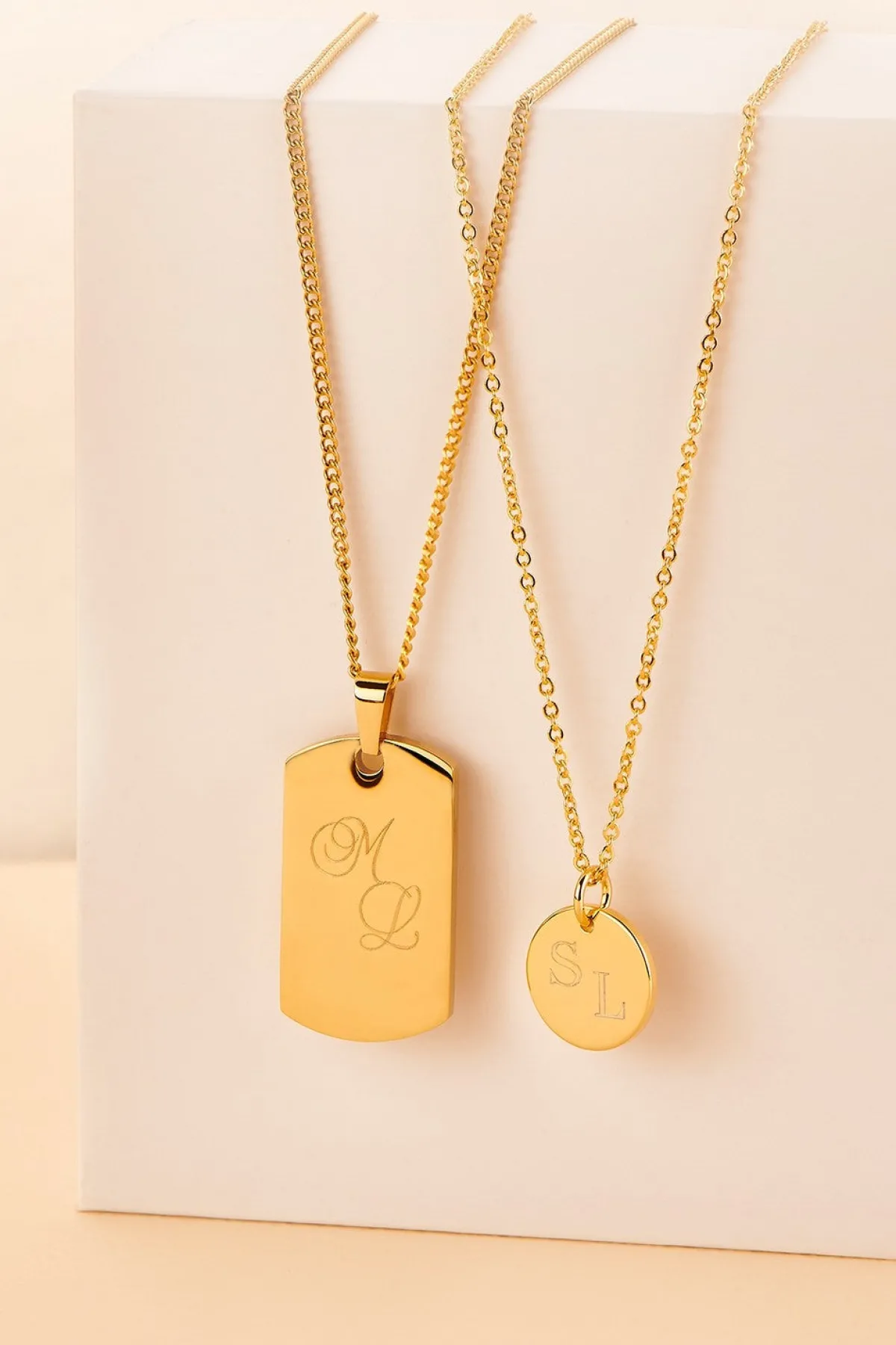 Schmuckladen Dog-Tag Halskette Square mit Initialen^ Edelstahl Halsketten|Ketten Mit Gravur