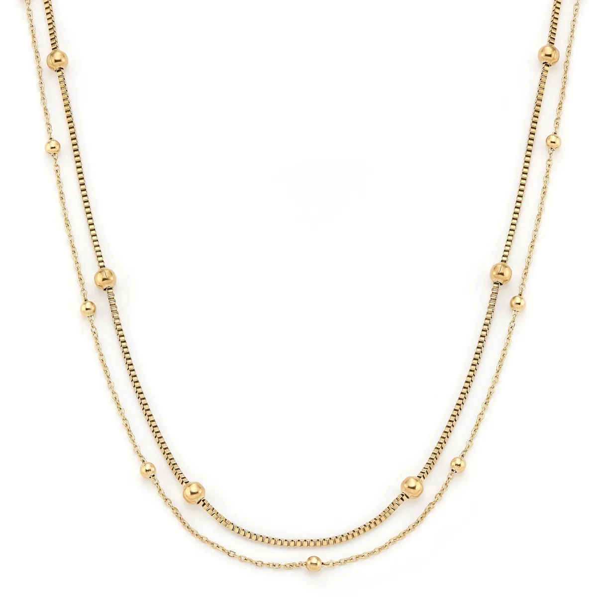 Schmuckladen Doppelkette Satellite^ Edelstahl Halsketten|Schmuck