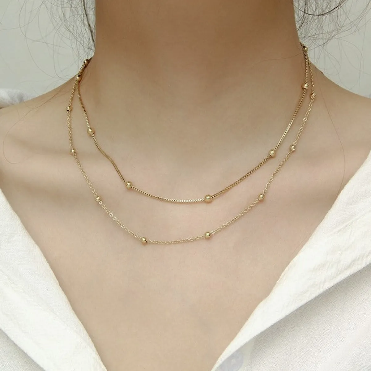Schmuckladen Doppelkette Satellite^ Edelstahl Halsketten|Schmuck