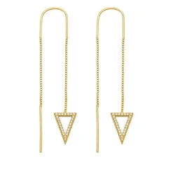 Schmuckladen Durchzieh-Ohrringe Triangle vergoldet 925er Silber Zirkonia^ Ohrhänger|Schmuck