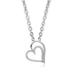 Schmuckladen 925er Silberkette mit Herzanhänger mit Zirkonia 925 Sterlingsilber^ Muttertag|Valentinstag