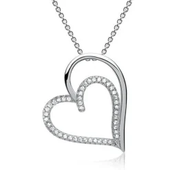 Schmuckladen 925er Silberkette mit Herzanhänger mit Zirkonia 925 Sterlingsilber^ Muttertag|Valentinstag