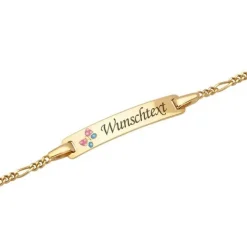 Schmuckladen Figaro-Armband "Schmetterling" mit persönlicher Gravur (375 Gelbgold)^ Echtgoldarmband|Echtgold Armband