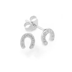 Schmuckladen Glücksbringer-Ohrstecker Hufeisen mit Zirkonia - 925 Sterlingsilber^ Weihnachten|Schmuck