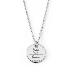 Schmuckladen Gravierbare Halskette Herzlinie mit rundem Anhänger^ Weihnachten|Schmuck