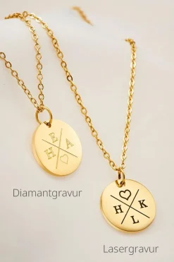 Schmuckladen Gravierbare Halskette Monogramm mit rundem Anhänger^ Weihnachten|Schmuck