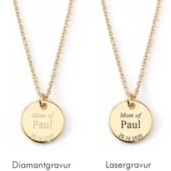 Schmuckladen Gravierbare Halskette Mutterliebe mit rundem Anhänger^ Spruchketten|Schmuck