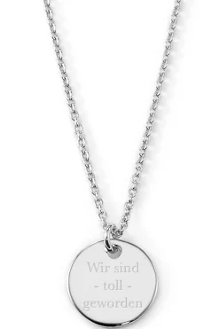 Schmuckladen Gravierbare Halskette "Danke Mama" mit rundem Anhänger^ Spruchketten|Personalisierter Schmuck Für Mamas