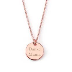 Schmuckladen Gravierbare Halskette "Danke Mama" mit rundem Anhänger^ Spruchketten|Personalisierter Schmuck Für Mamas