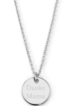Schmuckladen Gravierbare Halskette "Danke Mama" mit rundem Anhänger^ Spruchketten|Personalisierter Schmuck Für Mamas