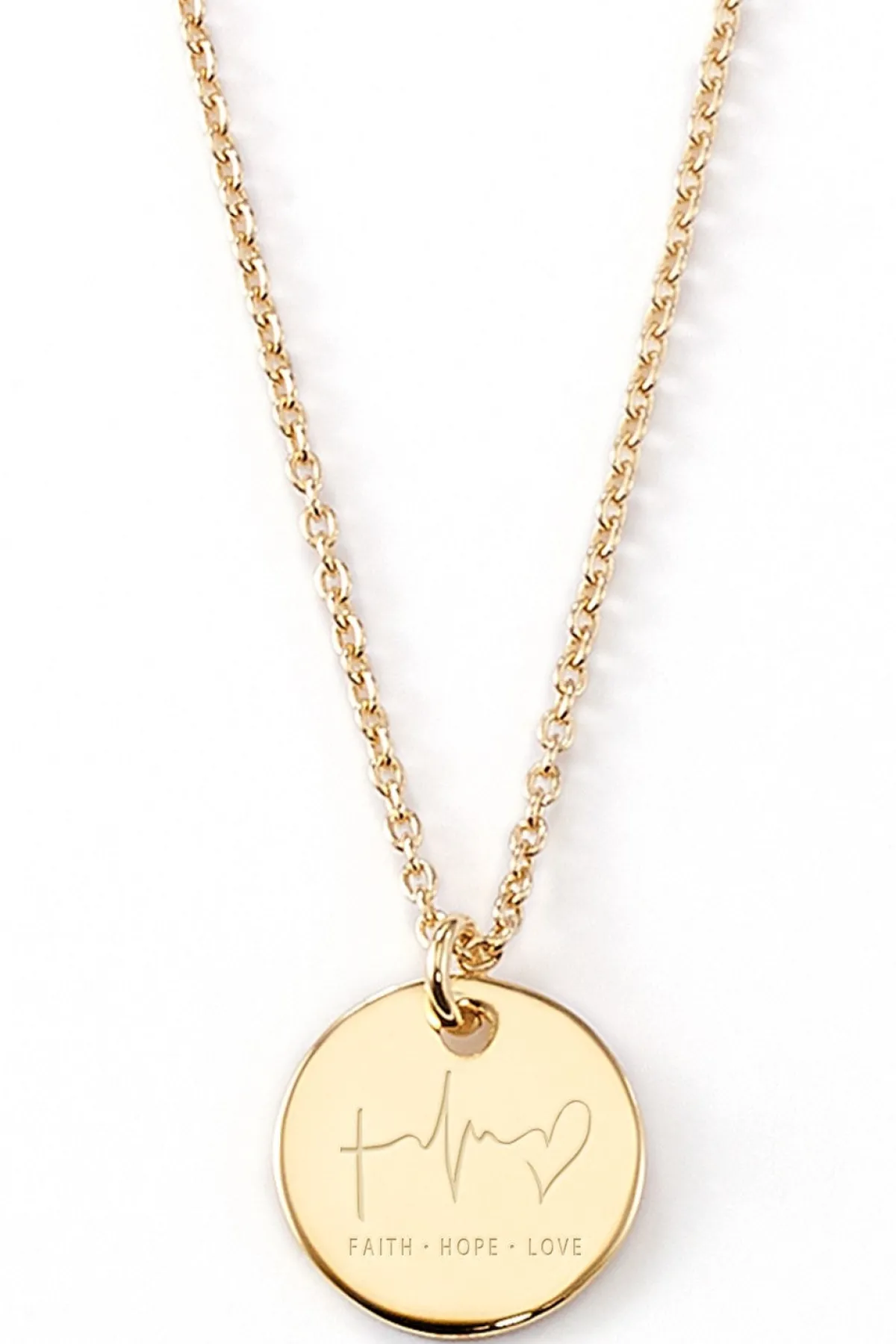 Schmuckladen Gravierbare Halskette "Faith. Hope. Love" mit rundem Anhänger^ Spruchketten|Ketten Mit Gravur