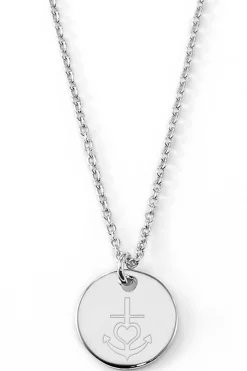 Schmuckladen Gravierbare Halskette "Glaube, Liebe, Hoffnung" mit rundem Anhänger^ Konfirmation|Schmuck