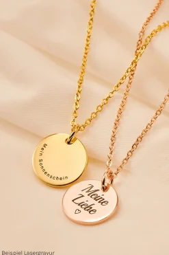 Schmuckladen Gravierbare Halskette "Your Choice" mit rundem Anhänger | Echtgold 585^ Weihnachten|Schmuck