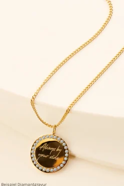 Schmuckladen Gravierbare Halskette Vision mit rundem Anhänger und Zirkonia^ Weihnachten|Schmuck