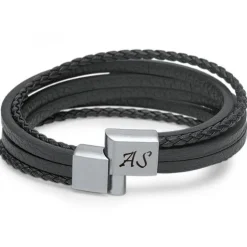 Schmuckladen Gravierbares Armband silber/schwarz^ Schmuck