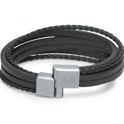 Schmuckladen Gravierbares Armband silber/schwarz^ Schmuck