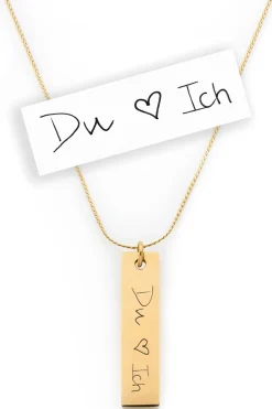 Schmuckladen Gravurkette Memory "Eigene Handschrift" mit rechteckigem Anhänger^ Edelstahl Halsketten|Personalisierter Schmuck Für Mamas