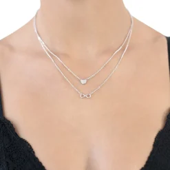 Schmuckladen Halskette Double Chain Infinity-Love - 925 Sterlingsilber^ Valentinstag|Herzketten