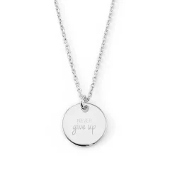 Schmuckladen Halskette "Never give up" mit Rückseitengravur | 925 Sterlingsilber^ Schmuck