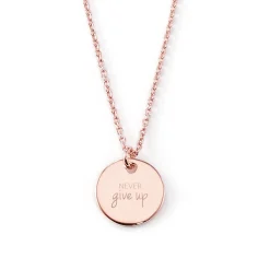Schmuckladen Halskette "Never give up" mit Rückseitengravur | 925 Sterlingsilber^ Schmuck