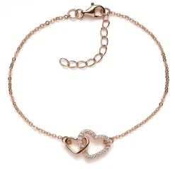 Schmuckladen Herz-Armband Double Feeling mit Zirkonia - 925 Sterlingsilber^ Valentinstag|Herzarmbänder