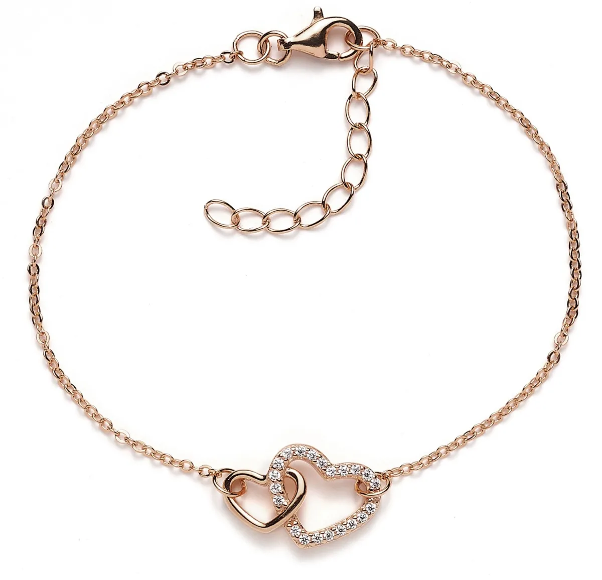 Schmuckladen Herz-Armband Double Feeling mit Zirkonia - 925 Sterlingsilber^ Valentinstag|Herzarmbänder