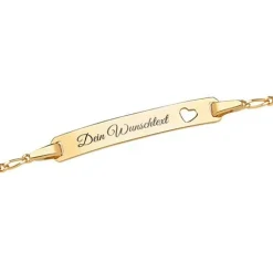 Schmuckladen Herz-Armband gravierbar (375 Gelbgold)^ Herzarmbänder|Echtgoldarmband