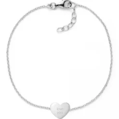 Schmuckladen Herzarmband mit Gravur "Love You" | 925 Sterlingsilber^ Valentinstag|Herzarmbänder